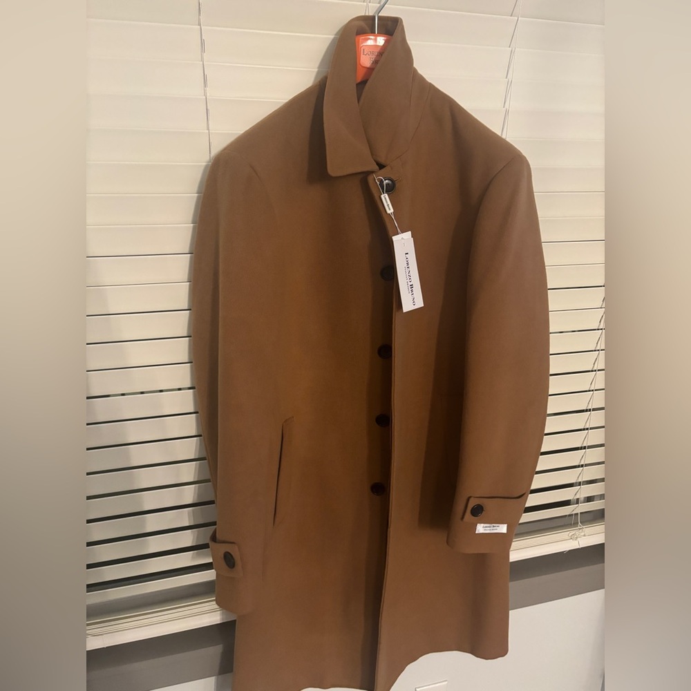NWT LORENZO BRUNO ITALIAN DESIGN 44R POLYESTER MEN’S TOP COAT MAKE OFFER